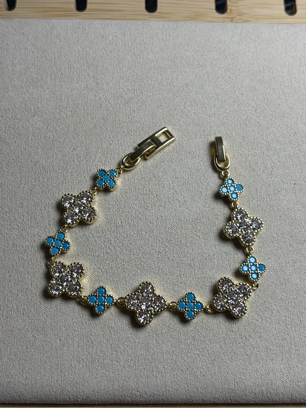 Gold-Tone Blue & Crystal Clover Bracelet - Women Jewelry